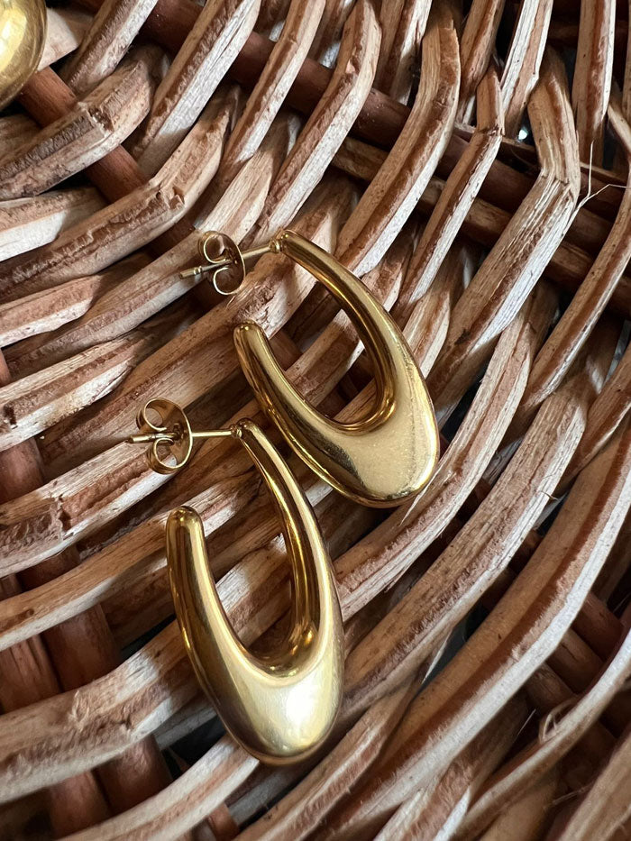 Gold Plated Thick Hoop Earrings