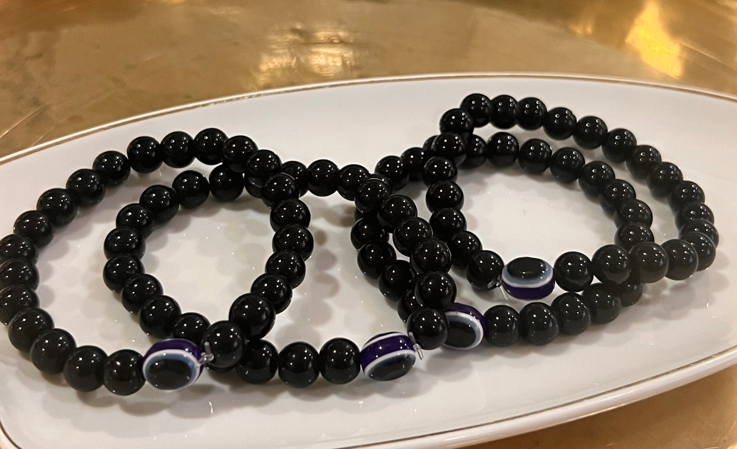 Black Bead Eye Eye Bracelet
