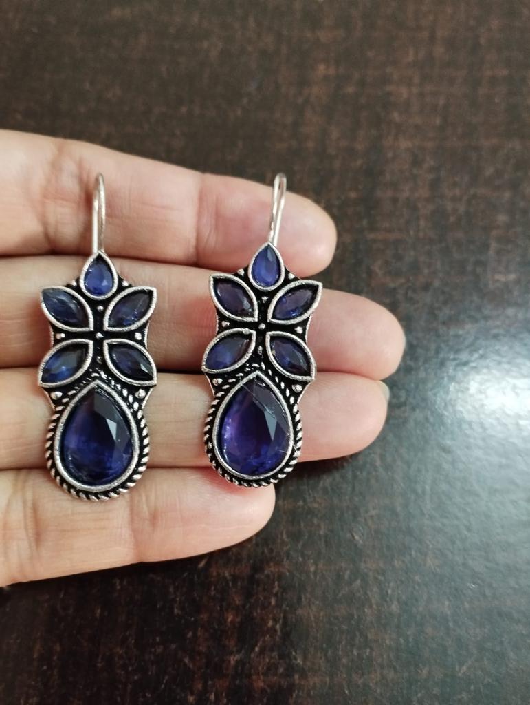 German Silver Stone Studded Earrings