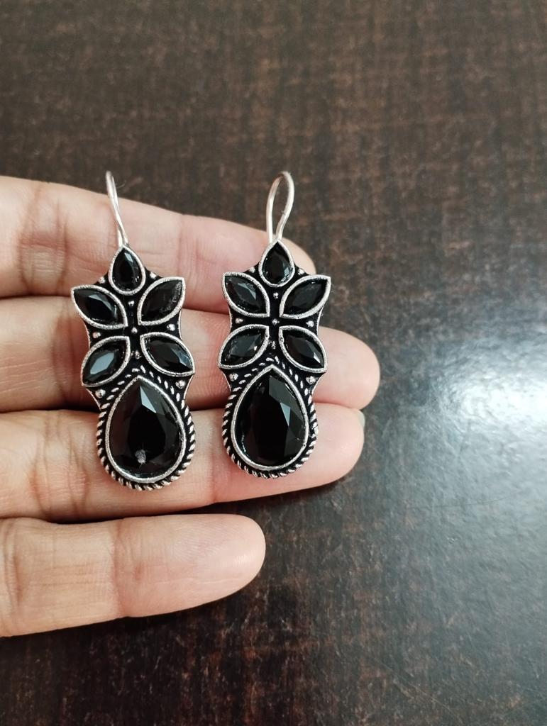 German Silver Stone Studded Earrings