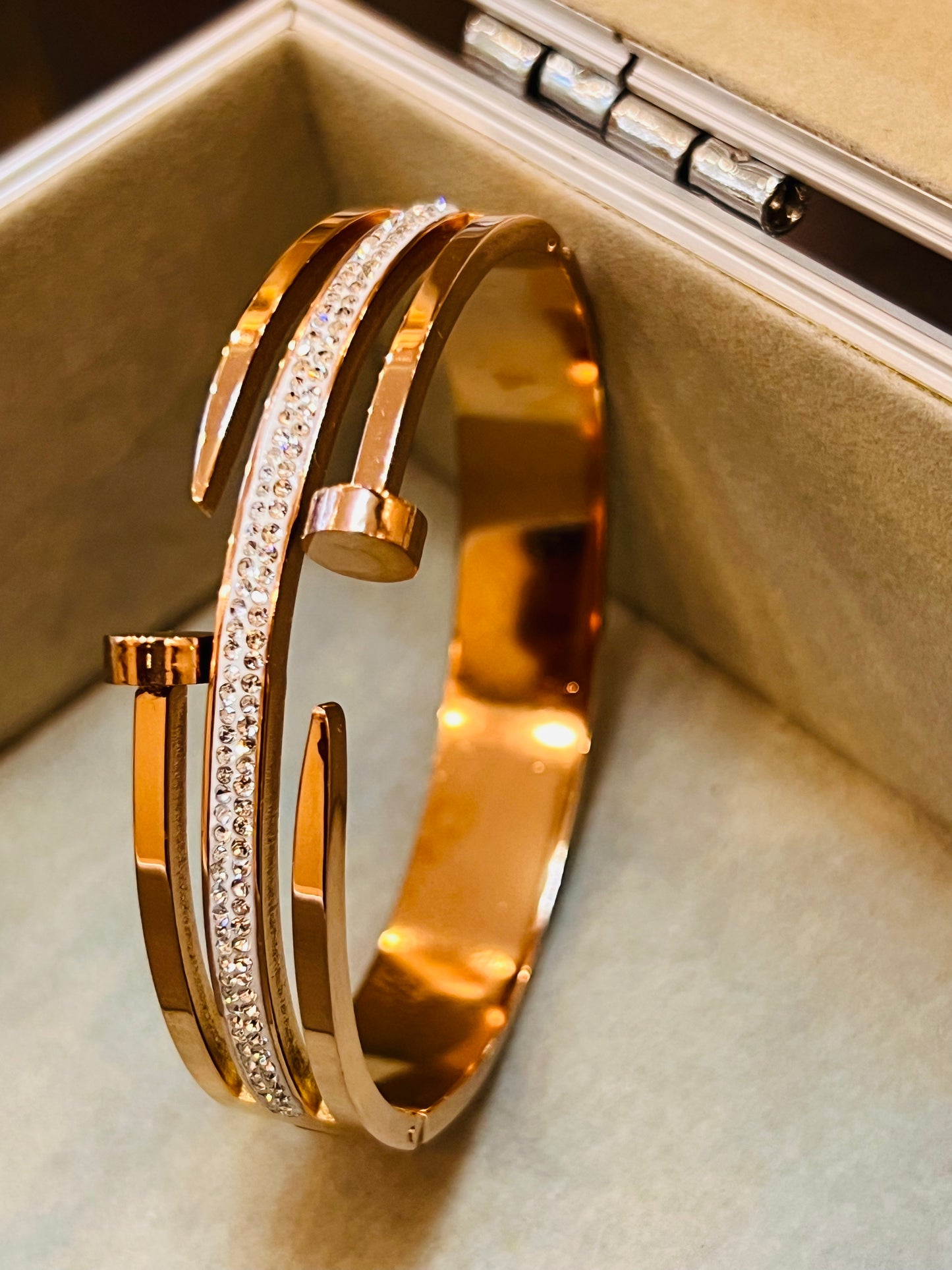 Double Nail Curved with AD Stones bracelet