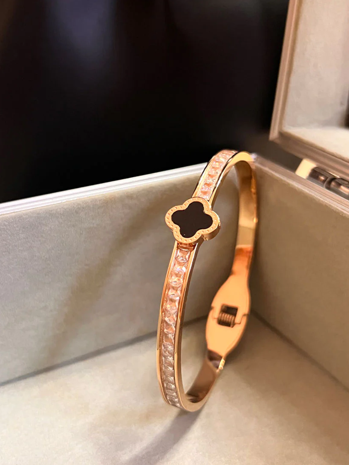 Gold-Plated Flower Stone Studded Anti - Tarnish Bracelets