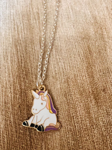 Unicorn necklace, charm necklace, gold necklace,