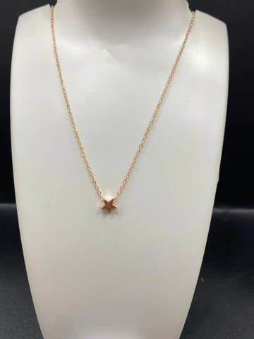 Women Solid Gold Plated Star Pendant Necklace