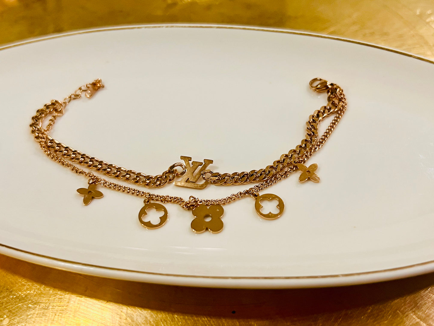 Golden Hanging Charm Bracelet