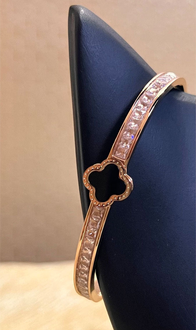 Gold-Plated Flower Stone Studded Anti - Tarnish Bracelets