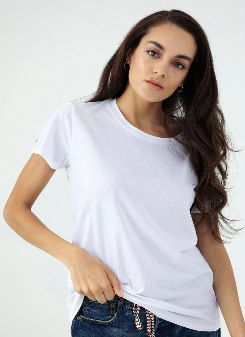 Solid Women White T-Shirt