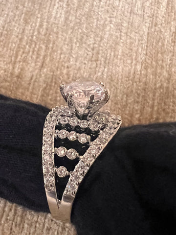 Designer American Diamond Silver Finger Ring